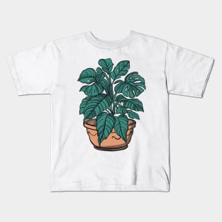 Kawaii Monstera in a Pot Kids T-Shirt